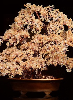 天然黄紫粉水晶发财摇钱宝树公司开业家居客厅玄关乔迁礼饰品摆件