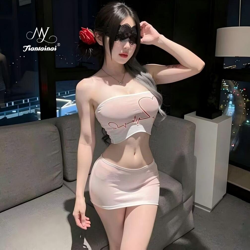 韩系性感抹胸包臀裙女修身显瘦网衣制服百搭时尚套装角色扮演qqny