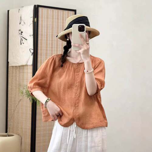 2026春夏苎麻数码印花女宽松透气