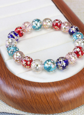 女生日式玻璃花朵风手串