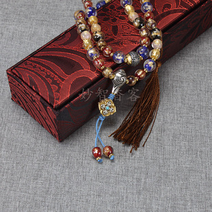 金箔银箔半金半银箔香灰琉璃珠子手串54颗多宝网红男女款手链送人