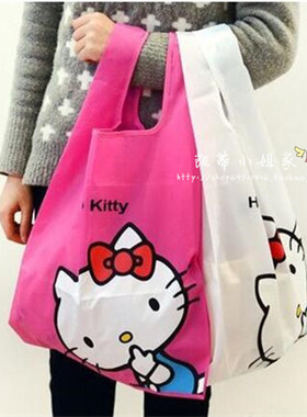 可爱卡通hellokity 超市购物袋 可折叠便携方便袋 旅行袋 环保袋