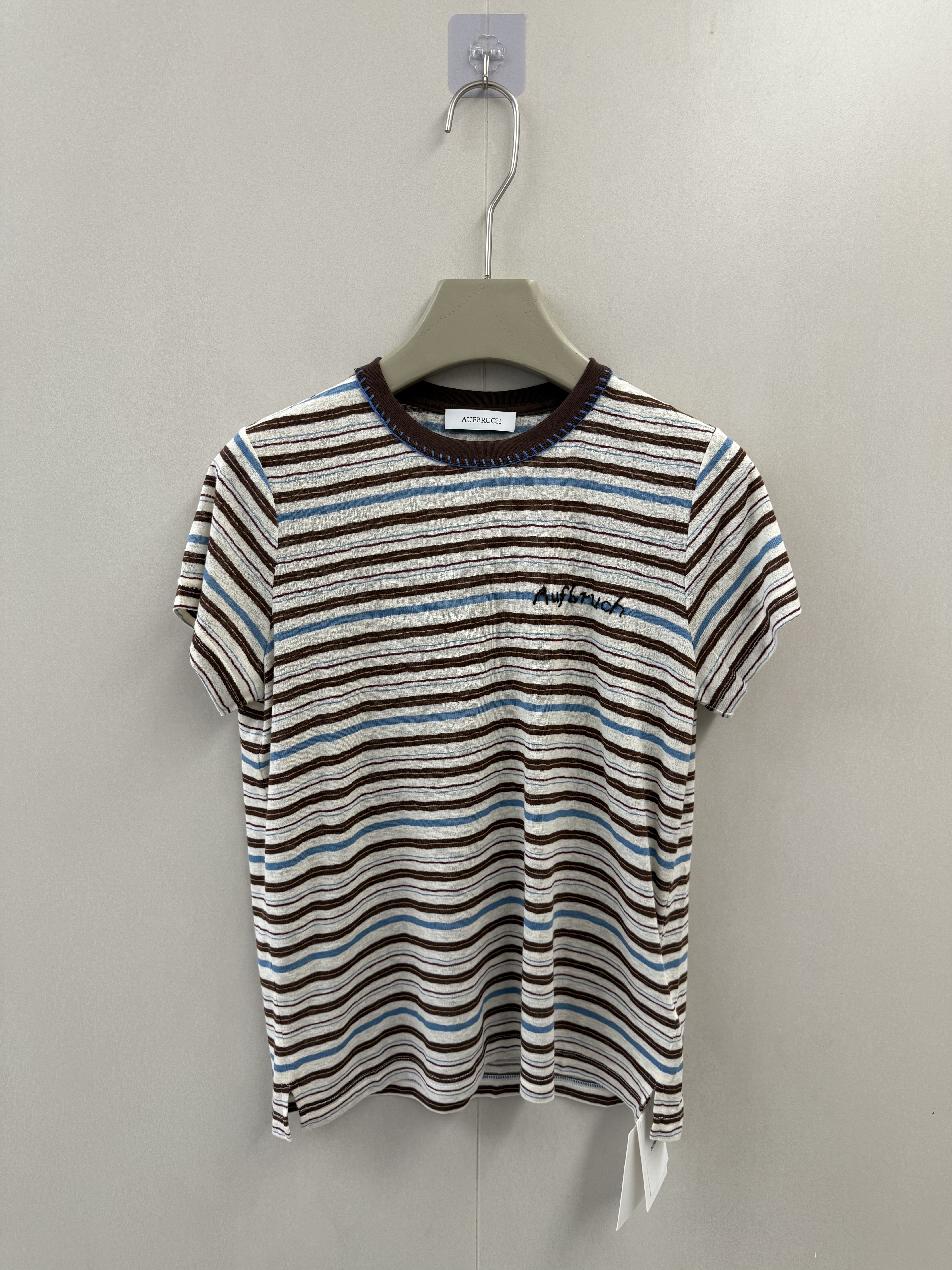 AB南油买手店时髦小众条纹撞色字母刺绣短袖T恤 辣妹显瘦百搭上衣,女装/女士精品,T恤,淘宝优惠券,粉丝福利购,淘宝优惠卷