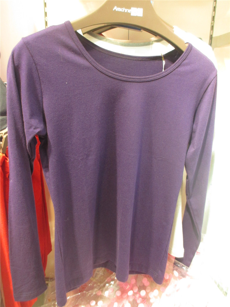 灿雅正品内衣莱卡棉保暖打底全棉纯色内衣 圆领女士百搭上衣7825