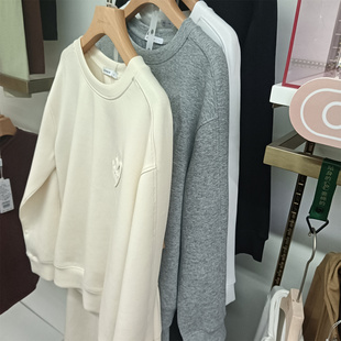 专柜正品 三针空气柔圆领牙刷绣女卫衣56256A单上衣打底衣运动款