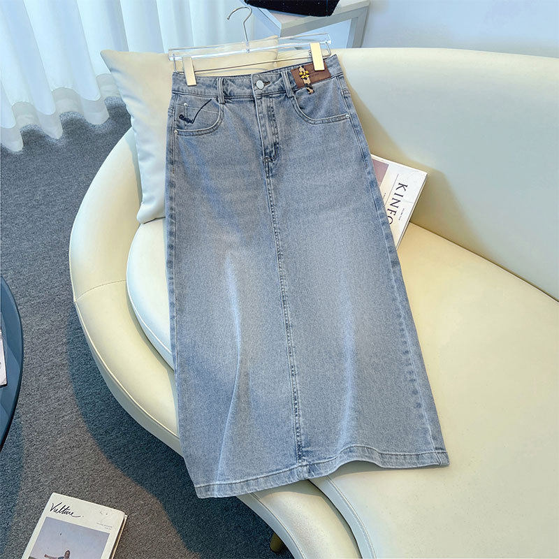 蓝色牛仔半身裙女新款夏季薄款高腰显瘦气质垂感中长款包臀裙