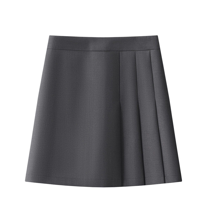 灰色西装半身裙女2026新款夏季高腰A字裙显瘦气质百褶裙薄款短裙