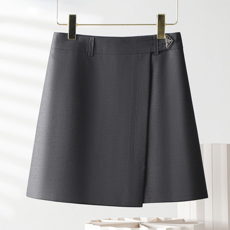 灰色西装短裙女夏季显高薄款高腰A字包臀裙百搭显瘦半身裙子