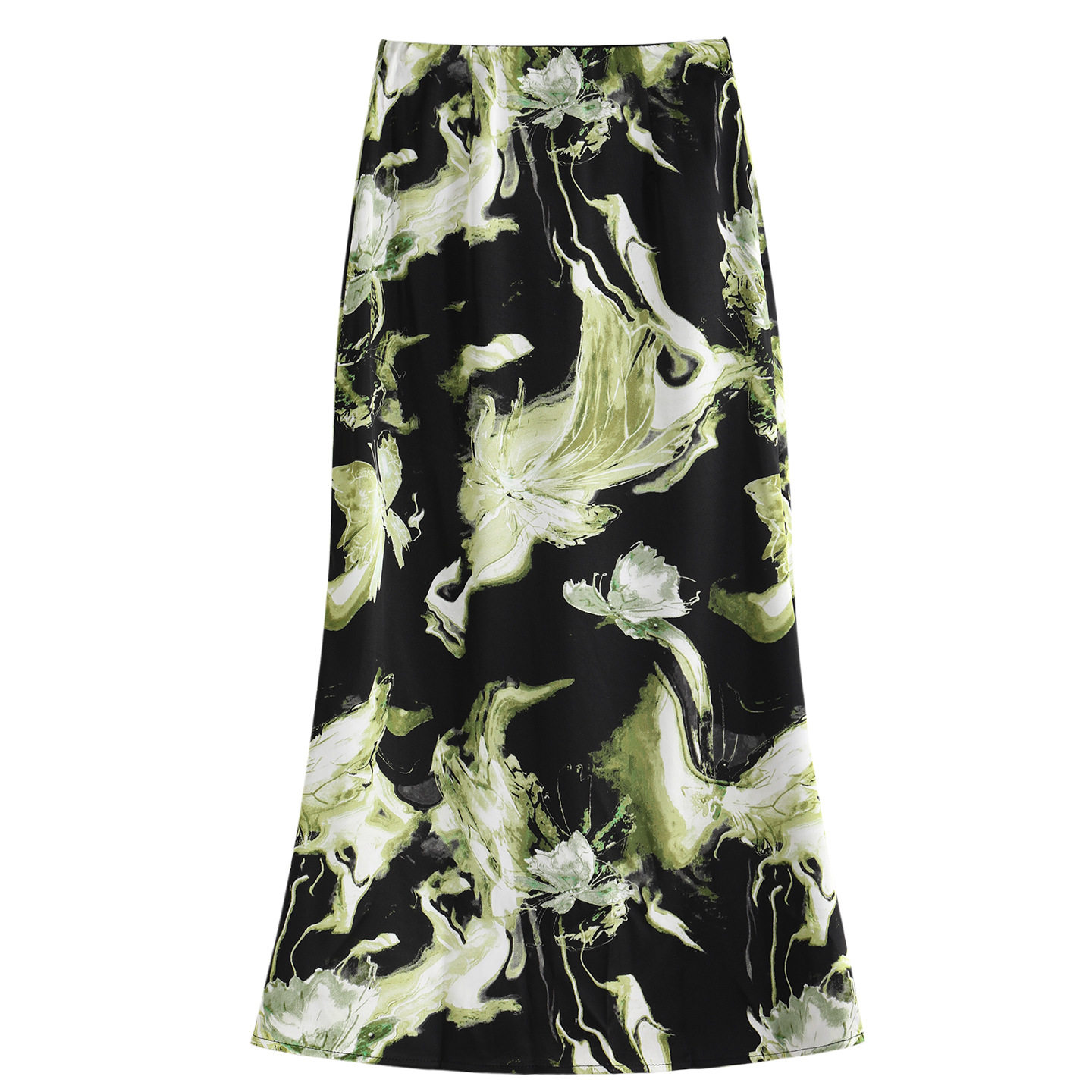 绿色花色半身裙女2025新款夏季高腰显瘦气质修身中长款百搭鱼尾裙