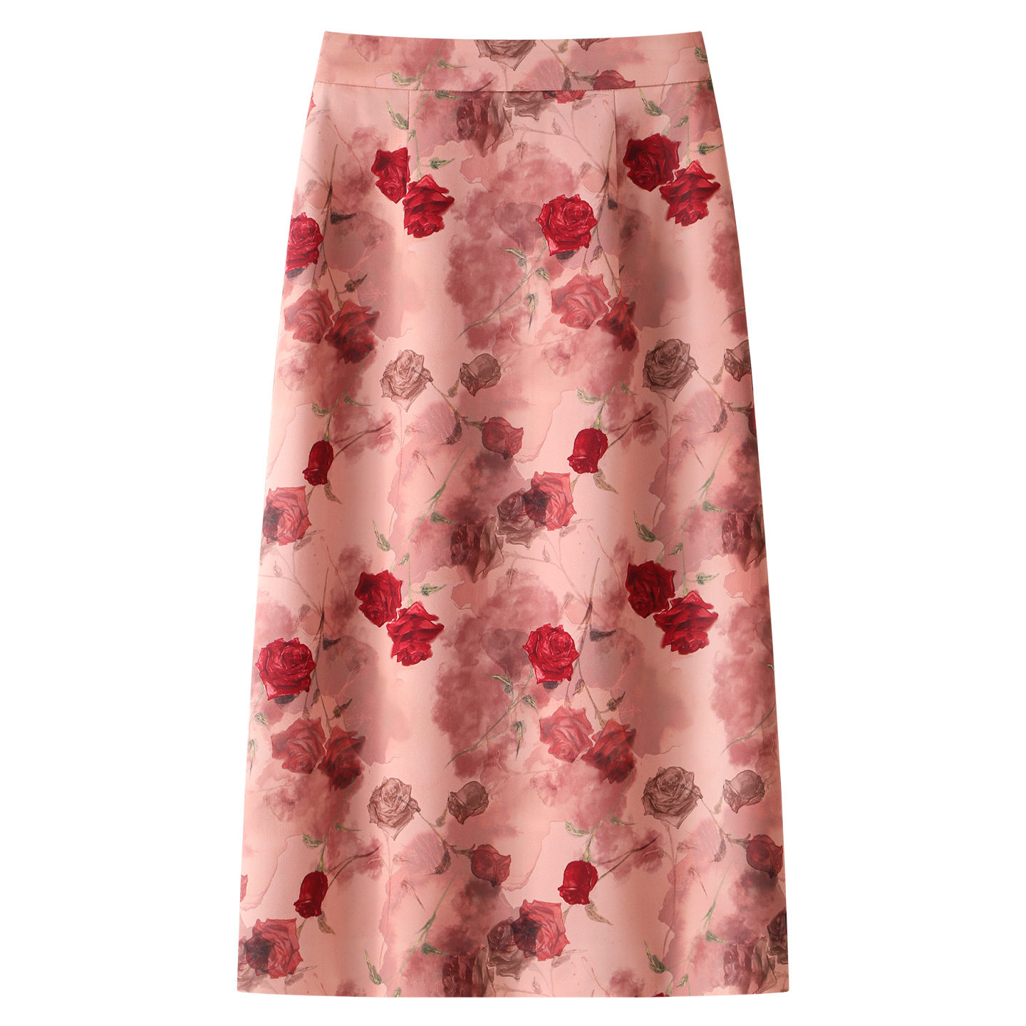 粉色碎花西装半身裙女夏季新款高腰显瘦气质百搭中长款直筒裙