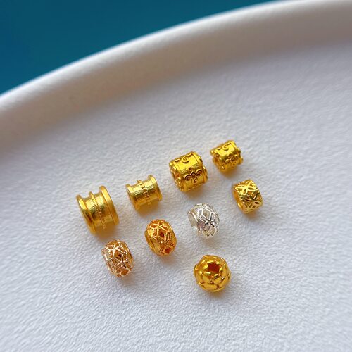 包18K金配件莲花钱币小蛮腰隔珠