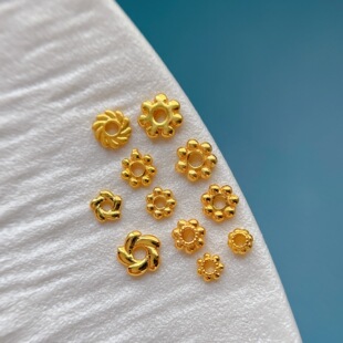 24K包金保色配件雪花隔片火轮垫片隔珠diy手工饰品手链项链散珠子