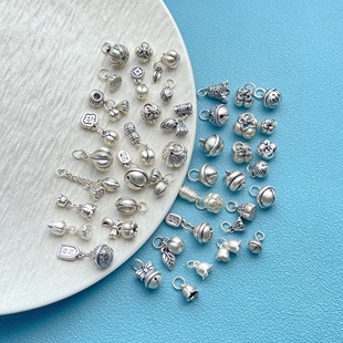 足银999纯银饰配件铃兰花铃铛小柿子胜算在握吊坠提溜挂坠diy手串