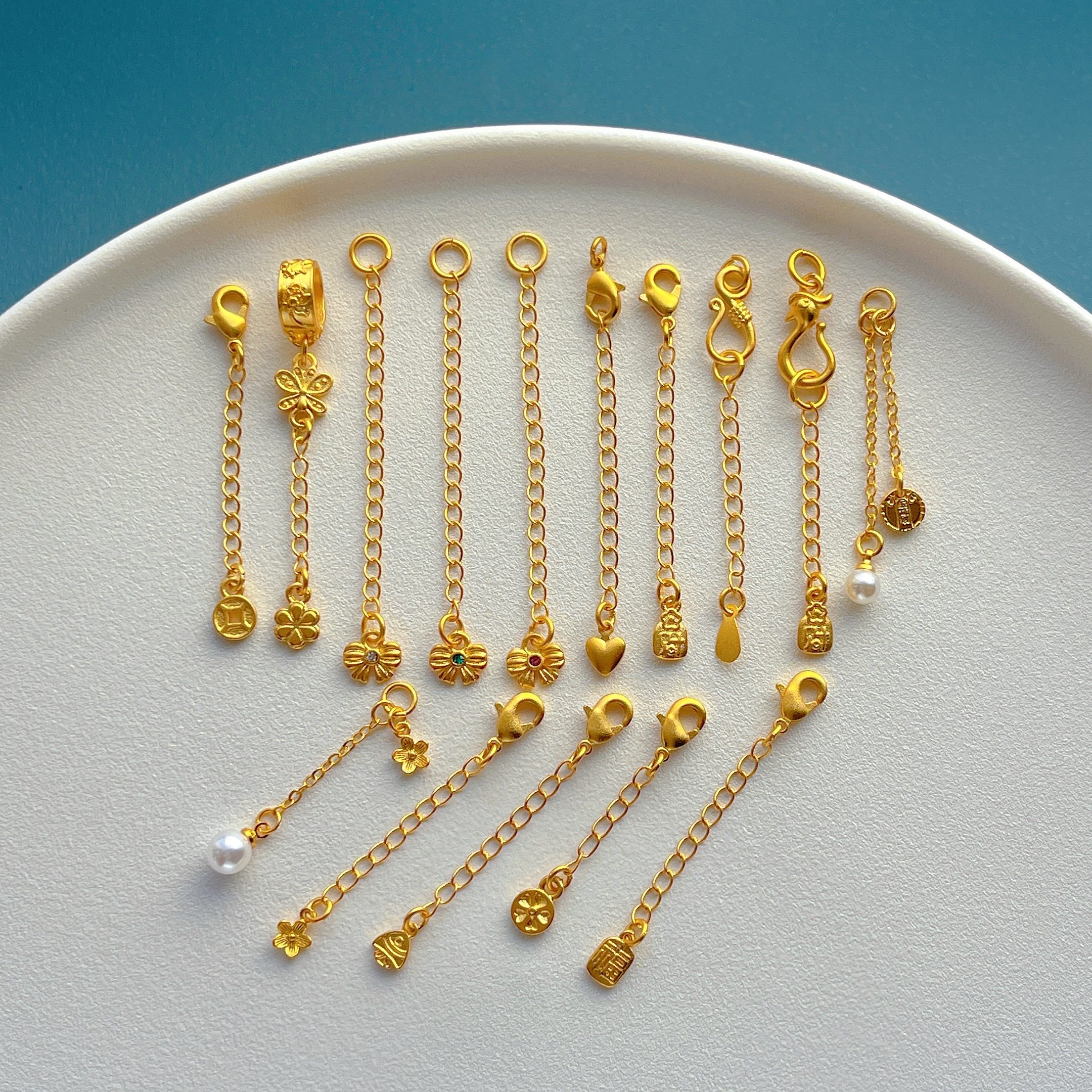 包24K金保色配件鱼钱币蝴蝶结爱心五路财神延长链S扣diy手链项链,饰品/流行首饰/时尚饰品新,其他DIY饰品配件,淘宝优惠券,粉丝福利购,淘宝优惠卷