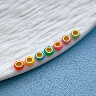 古法金s925银镀24K金配件彩虹甜甜圈隔珠隔片垫片DIY手工串珠编绳