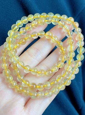 天然黄发晶三圈手链多圈手串男女