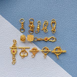 古法金s925银镀金配件S扣压襟扣OT扣珍珠手链项链编绳尾扣DIY配饰