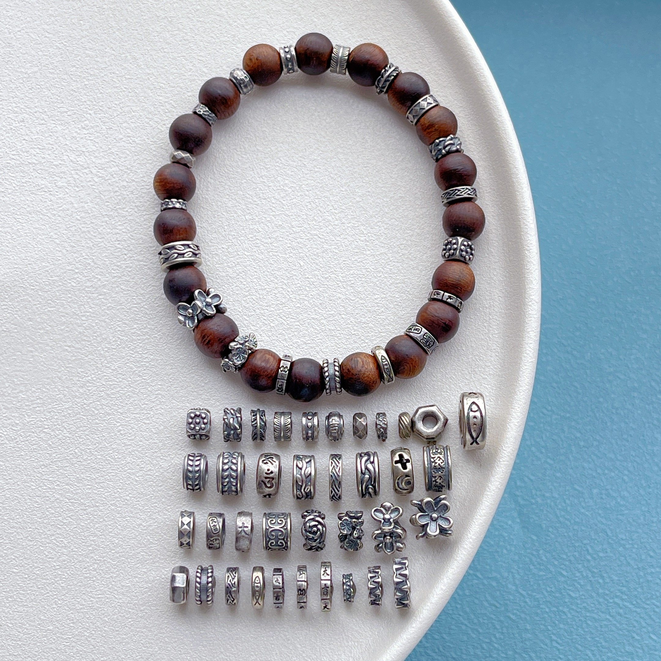 三七老银饰品配件六字真言羽毛小鱼如意吉言小花大孔隔珠隔片垫片,饰品/流行首饰/时尚饰品新,其他DIY饰品配件,淘宝优惠券,粉丝福利购,淘宝优惠卷