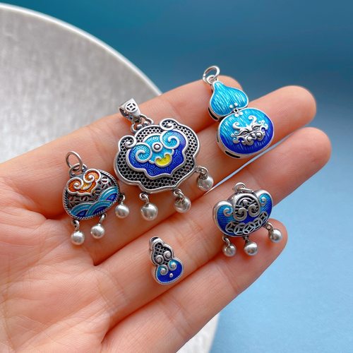 国风新中式纯银如意大锁吊坠项链