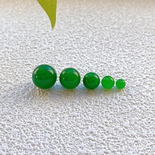 和田玉碧玉色绿玉髓散珠子半成品菠菜绿翡翠圆珠diy手工串珠手链