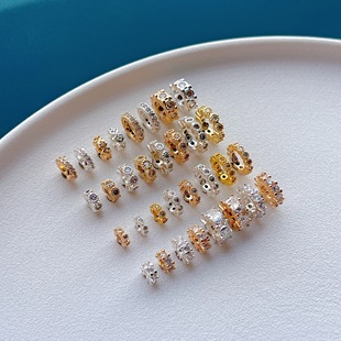 包18K金保色配件微镶锆石大孔隔珠隔片垫片diy水晶手链项链配饰女