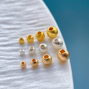 18K包金保色配件猫眼珠小金珠隔珠圆珠散珠转运珠diy手链项链编绳