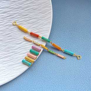 925古法金纯银配饰娜娜通五条经直管隔珠连接链条手链项链延长链