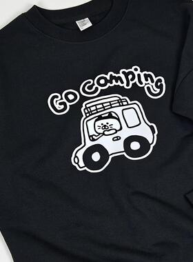 I AM MOMO原创小众卫衣400克重磅落肩款字母汽车可爱猫咪情侣款