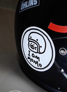 I AM MOMO复古机车头盔贴纸可爱猫咪赛车手改装车贴周边防水防晒