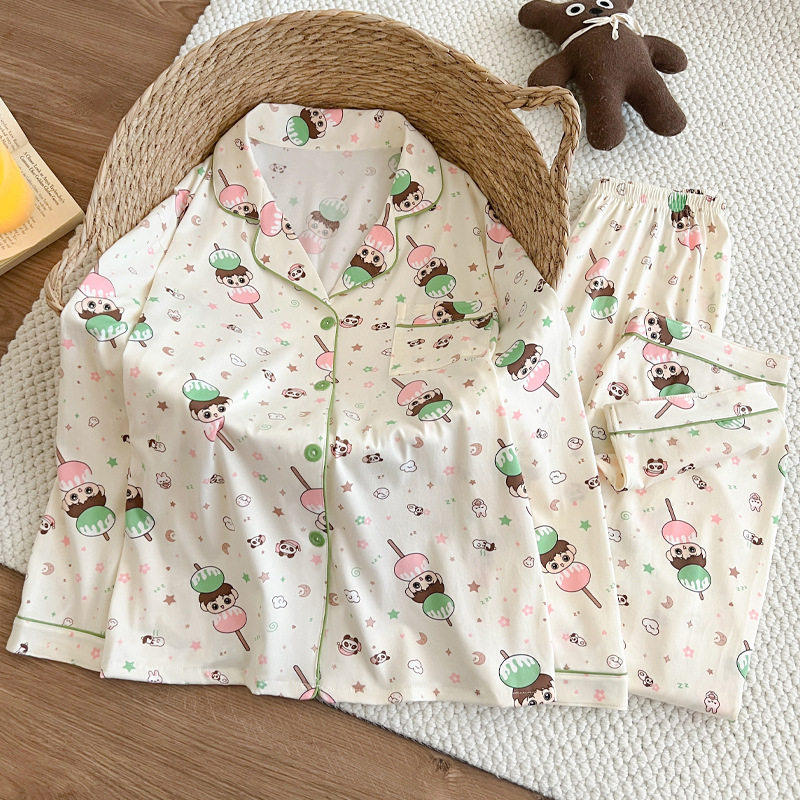 新款春秋季双长袖睡衣女开衫套装休闲卡通牛奶丝家居服网红女,女士内衣/男士内衣/家居服,睡衣/家居服套装,淘宝优惠券,粉丝福利购,淘宝优惠卷