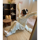 宽松娃娃领家居服甜美套装 睡衣女长袖 大口袋韩版 网红风春秋天新款