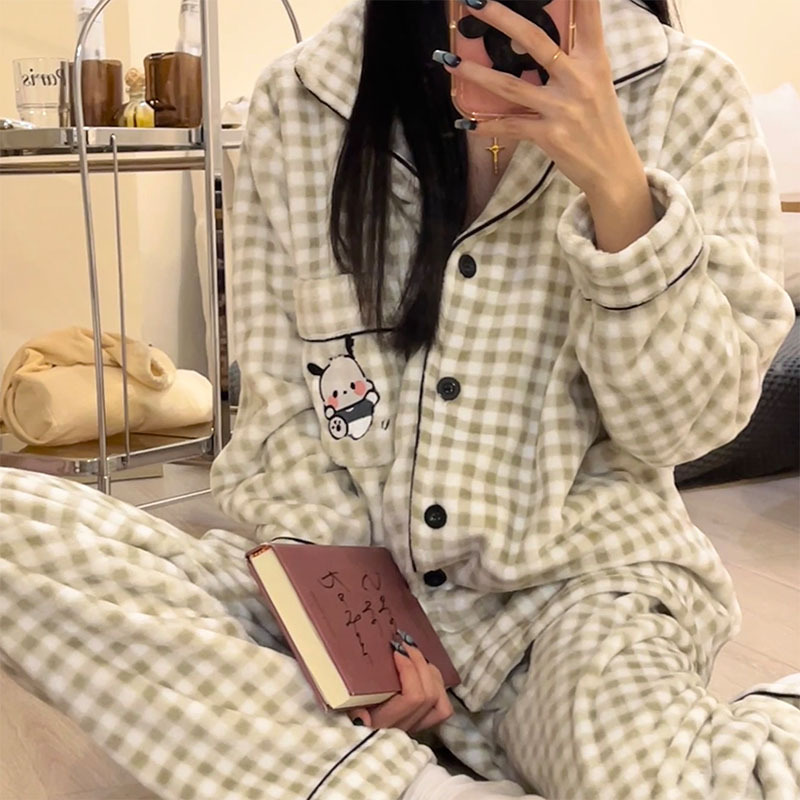 珊瑚绒小海狸露比loopy睡衣女款秋冬季加厚加绒冬天韩版ins家居服