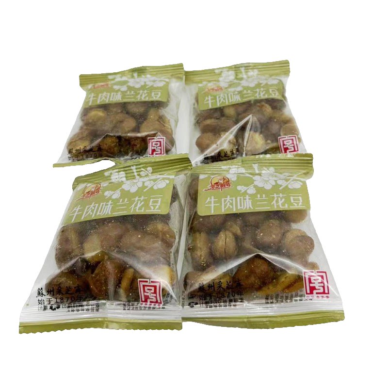 新款食品苏州特产 零食蚕豆 采芝斋牛肉味兰花豆500克包装