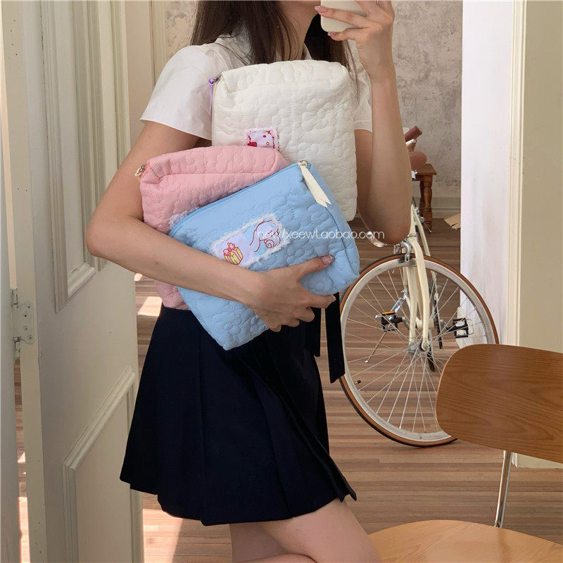 化妆包大容量女便携可爱花边贴布手拿包糖果色日系化妆品收纳袋,收纳整理,化妆包,淘宝优惠券,粉丝福利购,淘宝优惠卷