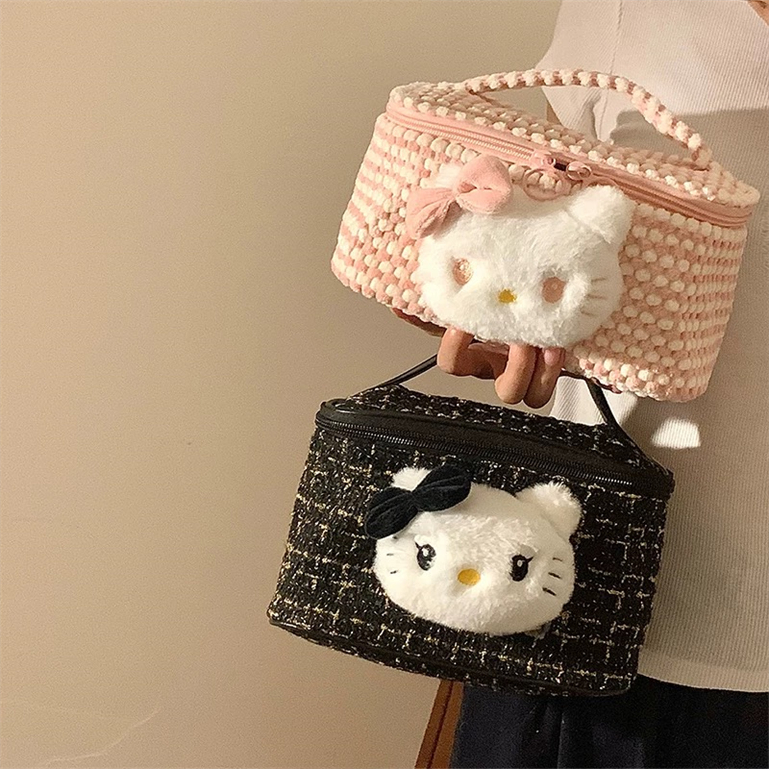 自制可爱温柔猫咪化妆包女便携手提收纳包随身杂物包小型收纳包,收纳整理,化妆包,淘宝优惠券,粉丝福利购,淘宝优惠卷