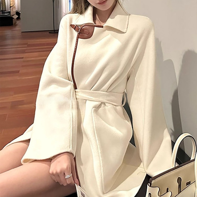 设计师款双面毛呢外套走秀时尚百搭款