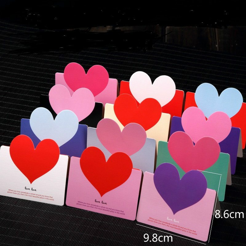 韩式简约创意心形生日祝福贺卡母亲教师节感谢售后留言空白小卡片