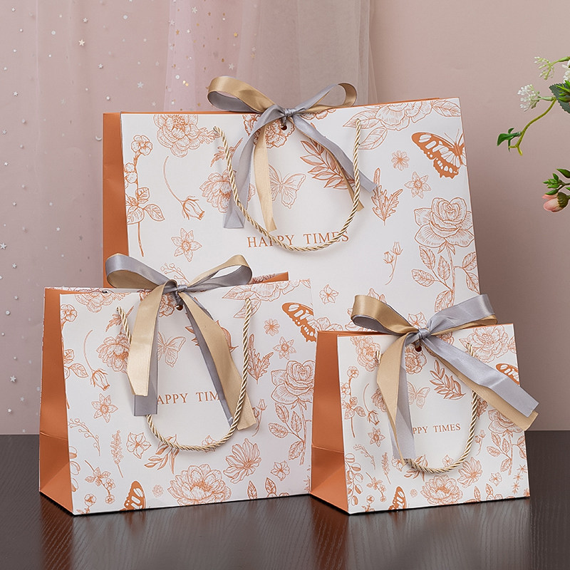 金色繁花礼品袋手提袋节日礼物袋回礼袋服装袋烘焙纸袋伴手礼袋子
