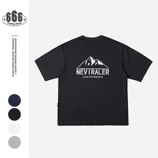 NEVIRALER美式重磅320g纯棉T恤男宽松山系复古短袖夏季体恤NRA12