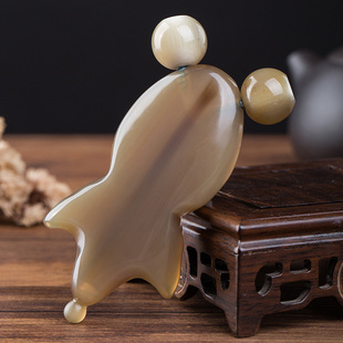 天然白水牛角滚珠拨筋棒刮痧板 面部眼部提升紧致