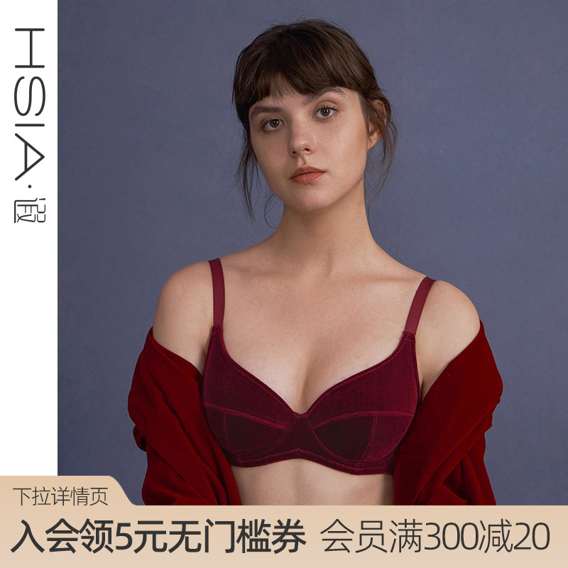 遐全罩杯复古有钢圈红色文胸