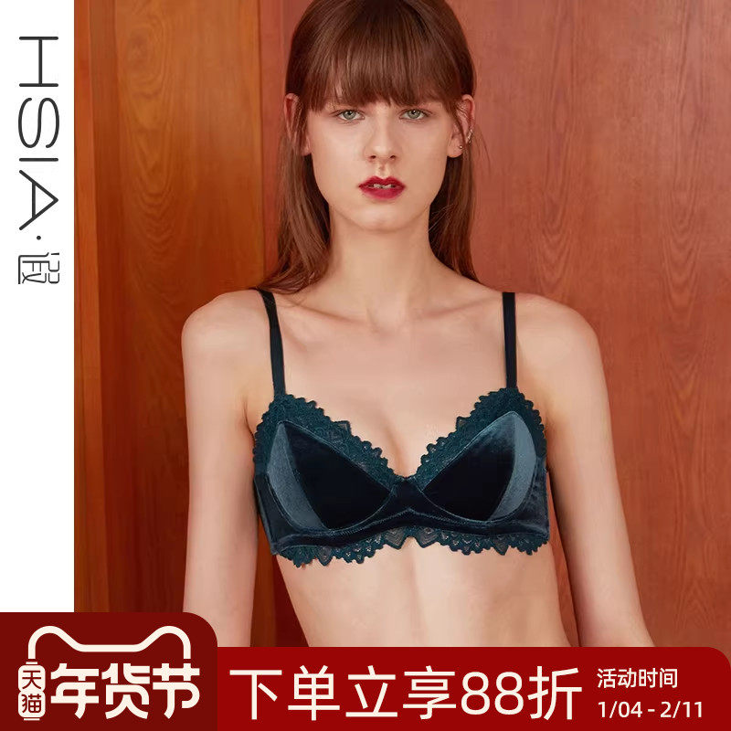 【丝绒变奏】遐大胸显小文胸三角杯复古大码微聚拢胸罩薄款内衣女,女士内衣/男士内衣/家居服,文胸,淘宝优惠券,粉丝福利购,淘宝优惠卷