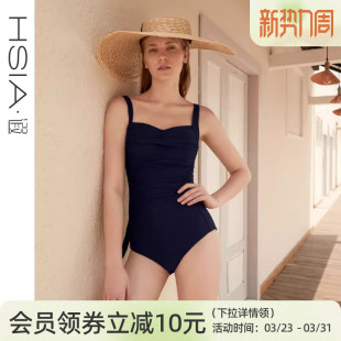 遐 连体泳衣女游泳馆微胖mm保守大胸显小泳衣女泡温泉 遮肚显瘦