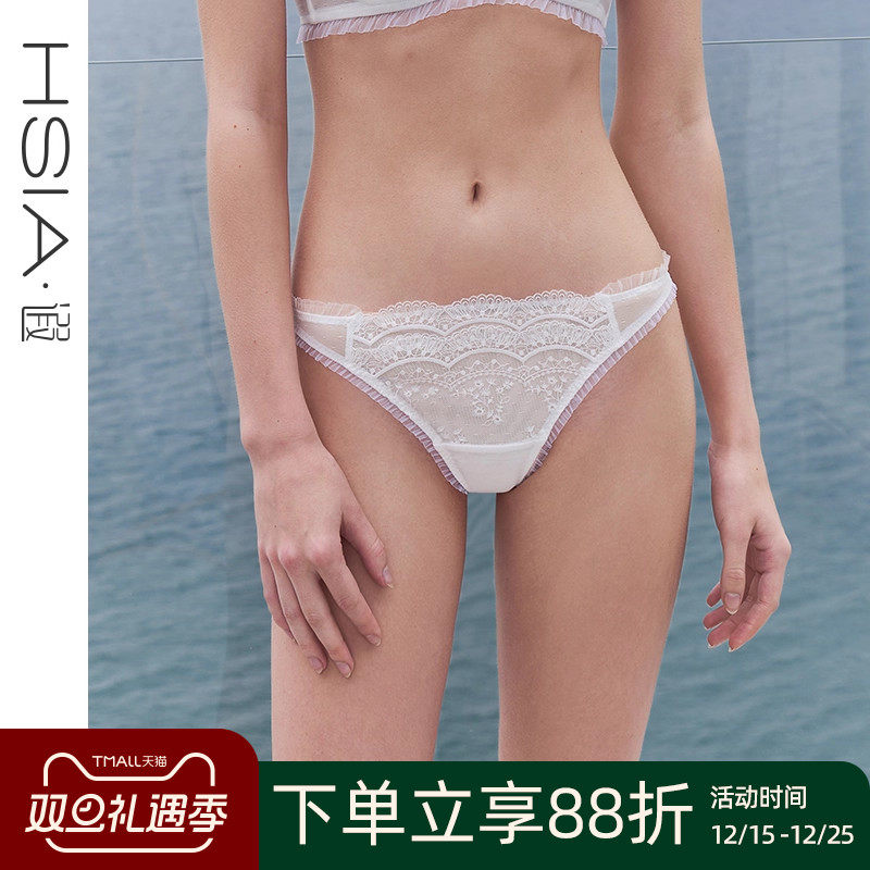 【婚纱听海】遐性感T裤刺绣蕾丝内裤女速干舒适纯棉裆底丁字裤