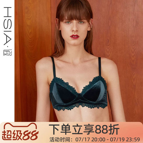 复古风大码有钢圈性感丝绒三角杯