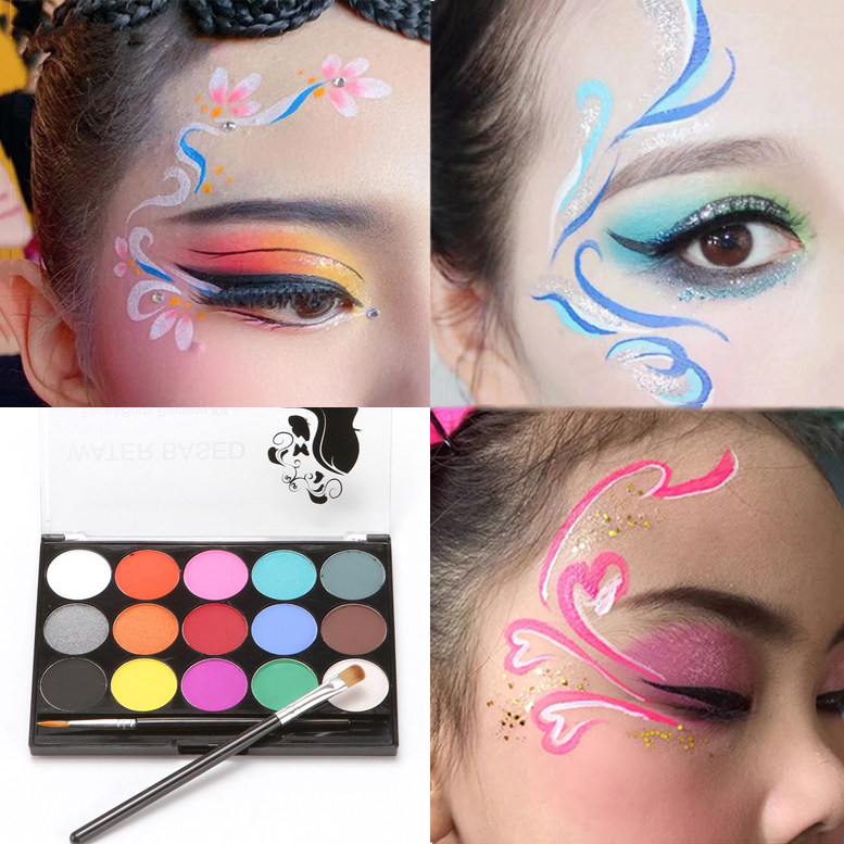 水溶性人体彩绘颜料儿童脸部彩绘膏盘无毒面部舞台妆身体戏剧速干