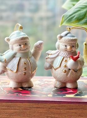 雪人红鸟新年礼物桌面公仔吊饰