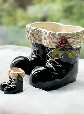 持续瓷生 草原之路陶瓷浮雕黑色大号花插花瓶厨房罐子小号牙签罐