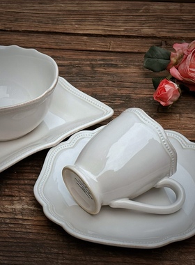 出口珍珠灰白做旧波浪平盘