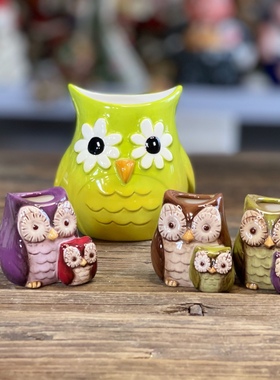 猫头鹰储蓄罐笔筒牙签罐工艺品